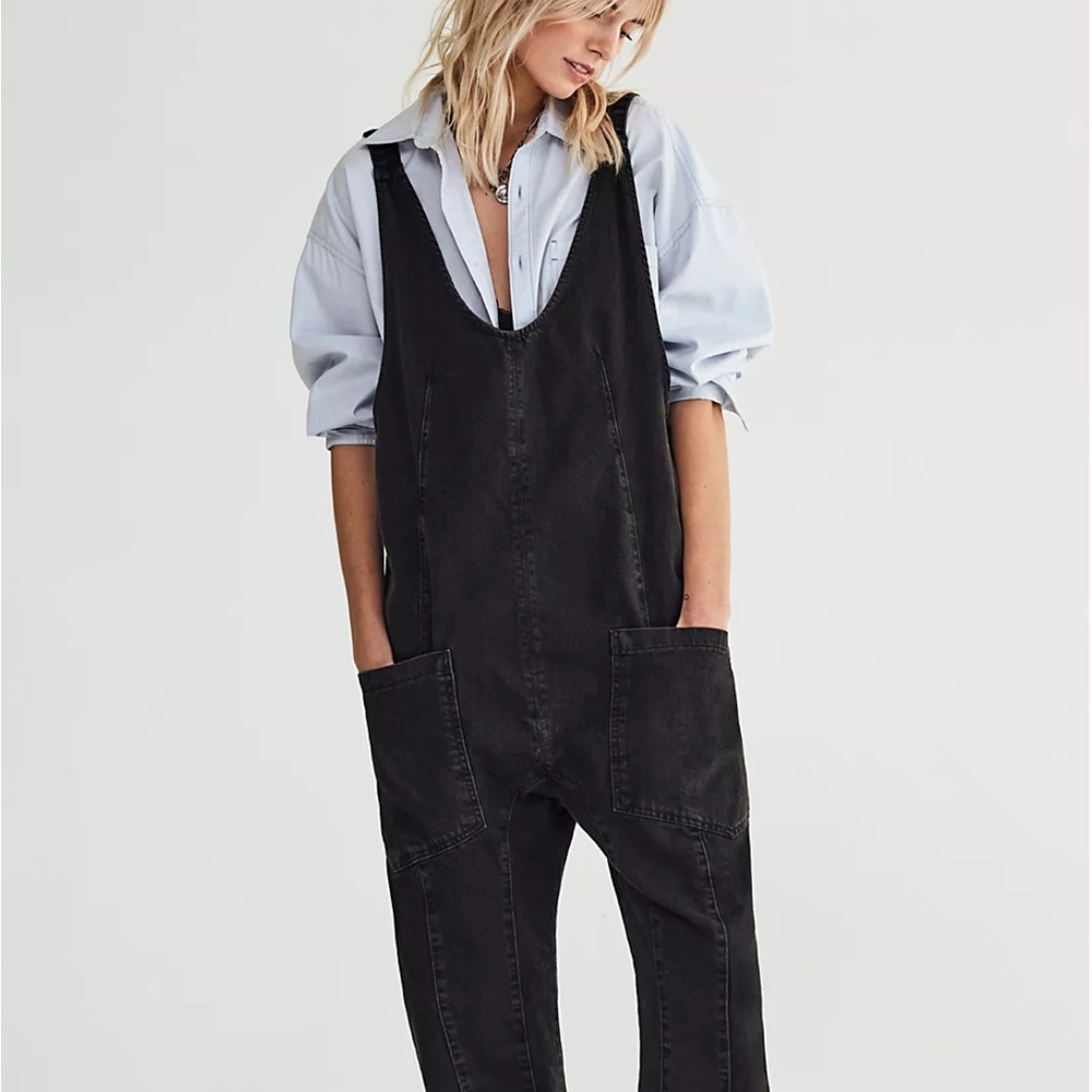 Women's Black Denim Overalls